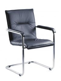 Teknik Office Black Envoy Cantilever Visitor Chair With Padded Seat Back and Matching Arms