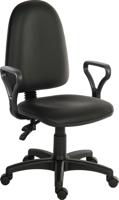 Teknik Office Ergo Twin PU Black Fabric Operator chair with a floating or fixed permanent contact backrest. With fixed standard armrests