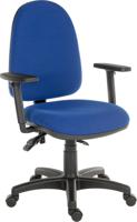 Teknik Office Ergo Trio Blue Fabric Operator chair with 3 lever mechanism and a sturdy nylon base. With step adjustable armrests.