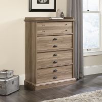 Teknik Office Barrister Home Four Drawer Chest in Salt Oak Finish with patented T-lock assembly system feature metal runners and safety stops