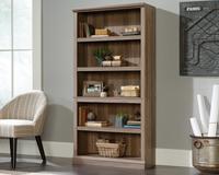 Teknik Office Barrister Home 5 Shelf Bookcase in Salt Oak Finish with three adjustable shelves and easy assembly