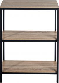 Teknik Office Industrial Style 2 Shelf Bookcase Durable Black Metal Frame Charter Oak Effect Generously Sized Shelves