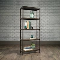 Teknik Office Industrial Style 4 Shelf Bookcase Smoked Oak Effect Durable Black Metal Frame 4 Shelves