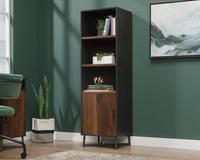 Teknik Office Canyon Lane 3 Shelf Bookcase with a door Brew Oak finish with Grand Walnut accents 3 sturdy 1 inch thick adjustable shelves and black po