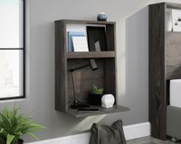 Teknik Office Hudson Wall Mounted Night Stand in Charcoal Ash Finish and Pearl Oak accents