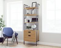 Teknik Office Hythe Wall Mounted 4 Shelf Bookcase with Drawers Serene Walnut Finish