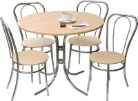 Teknik Office Bistro Set Deluxe with Round Beech Effect Bistro Table and 4 x Lightwood polished Bistro Deluxe chairs