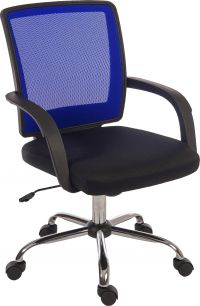 Teknik Office Star Mesh Blue Back Executive Chair With Contrasting Matching Black Fabric Seat Fixed Nylon Armrests