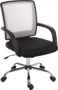 Teknik Office Star Mesh White Back Executive Chair With Contrasting Matching Black Fabric Seat Fixed Nylon Armrests