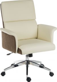 Elegance Gull Wing Medium Back Leather Look Executive Office Chair Cream - 6951CRE