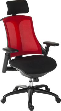 Rapport Mesh Luxury Curved Executive Chair in Red with Removable Headrest and Height Adjustable Arms