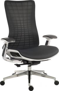 Teknik Office Quantum White Executive Chair Breathable Mesh Backrest Multi-Adjustable Padded Armrests