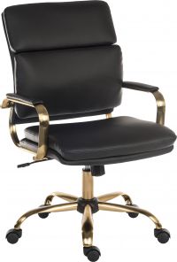 Teknik Office Vintage Executive chair with supple supple leather look fabric and brass coloured metal arm frame and five star base