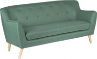 Teknik Office Skandi 3 seater sofa in ocean green fabric, button detailed back and wooden feet