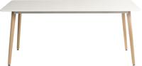 Teknik Office Skandi Rectangular Table in White with wipe clean top, beech legs and easy self assembly