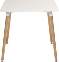 Teknik Office Skandi Square Table in White with wipe clean top, beech legs and easy self assembly