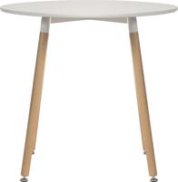 Teknik Office Skandi Round Table in White with wipe clean top, beech legs and easy self assembly