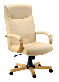 Teknik Office Knightsbridge Cream Bonded Leather Executive Chair with Matching Removable Padded Armrests