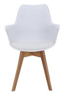 Teknik Office Skandi Dining chair in white with durable beech effect legs, perfect for breakout and canteens and boxed in 2's