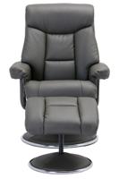 Brookhaven Recliner Cinder Leather Look swivel recline function matching base footstool