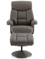 Brookhaven Recliner Grey Leather Look swivel recline function matching base footstool