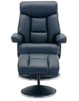 Brookhaven Recliner Navy Leather Look swivel recline function matching base footstool