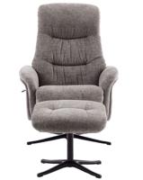 Newark Recliner Ash Fabric swivel recline function, black five star base matching footstool