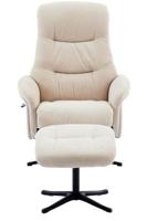 Newark Recliner Barley Fabric swivel recline function, black five star base matching footstool
