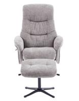 Newark Recliner Cloud Fabric swivel recline function, black five star base matching footstool