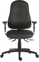 Teknik Office Ergo Comfort Black PU high back executive operator chair with pump up lumbar support. With Comfort Arm Rests.