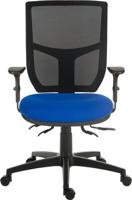 Teknik Office Ergo Comfort Blue Fabric Mesh High Backrest executive operator chair, certified for 24hr use. With Comfort Arm Rests.