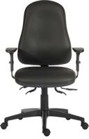 Teknik Office Ergo Comfort Black PU high back executive operator chair, certified for 24hr use. With Comfort Arm Rests.