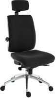 Teknik Office Ergo Plus Ergonomic Executive Operator Office Chair With Headrest and Premier Base Black - Certified For 24 Hour Use - 9700BLK/R530