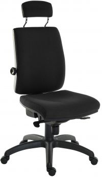 Teknik Office Ergo Plus Black Fabric 24 Hour Chair Headrest Standard Black Nylon Base Rated up to 24 Stone Optional Arm Rests