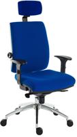 Teknik Office Ergo Plus Ergonomic Executive Operator Office Chair With Headrest and Comfort Adjustable Arms and Premier Base Blue - Certified For 24 H