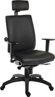 Teknik Office Ergo Plus Ergonomic Executive Operator PU Office Chair With Headrest and Apex Adjustable Arms Black - Certified For 24 Hour Use - 9700PU