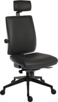 Teknik Office Ergo Plus Ergonomic Executive Operator PU Office Chair With Headrest and Ultra Base Black - Certified For 24 Hour Use - 9700PU/R520