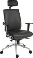 Teknik Office Ergo Plus Ergonomic Executive Operator PU Office Chair With Headrest and Apex Adjustable Arms and Premier Base Black - Certified For 24 