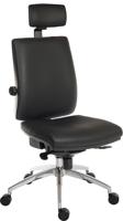 Teknik Office Ergo Plus Ergonomic Executive Operator PU Office Chair With Headrest and Premier Base Black - Certified For 24 Hour Use - 9700PU/R530