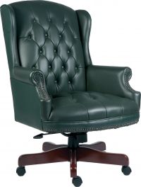 Teknik Office Chairman Green Swivel Traditional Button Tufted Luxury Bonded Leather Executive Chair