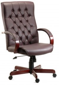 Warwick Antique Style Bonded Leather Faced Executive Office Chair Burgundy - B8501BU