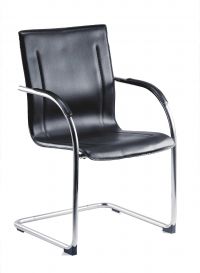Teknik Office Guest Black Leather Look Reception Chair Chrome Cantilever Frame Available as Singles or Packs of 5