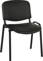 Teknik Office Conference Black PU Fabric Stackable Fully Assembled Char with padded seat and backrest.