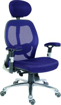 Teknik Office Cobham Blue Executive Chair Breathable Mesh Backrest And Matching Height Adjustable Padded Armrests