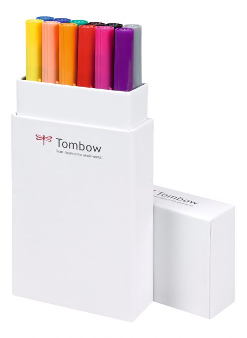 Tombow ABT Dual Brush Pen 2 Tips Primary Assorted Colours (Pack 12) - ABT-12P-1 Tombow