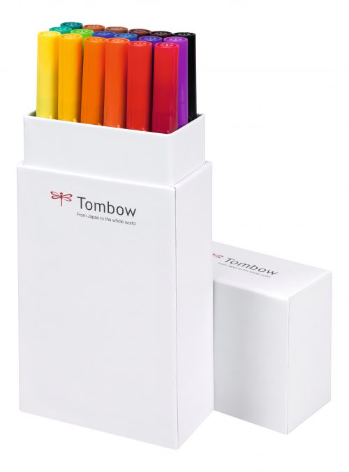 Tombow ABT Dual Brush Pen 2 Tips Primary Assorted Colours (Pack 18) - ABT-18P-1 Fineliner & Felt Tip Pens 48742TW