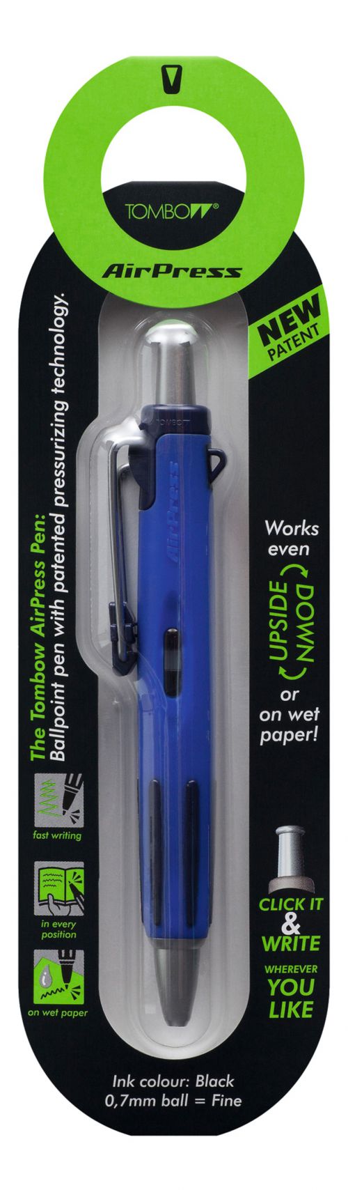 Tombow Ballpoint  AirPress Pen Blue Barrel BK PK1