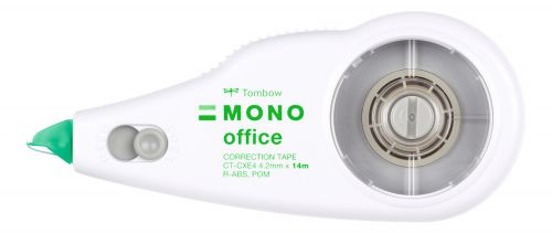 Refillable correction tape featuring a 14 m tape. Suitable for left- and righthanded users due to centred correction. No drying time – can be written over instantly and cleanly. Tear-proof tape (PET), can be dispensed down to the last millimetre. Extraordinary coverage, no copy or fax shadows. Recycling ratio over 70% of gross weight. Tape: 4,2 mm x 14 m.