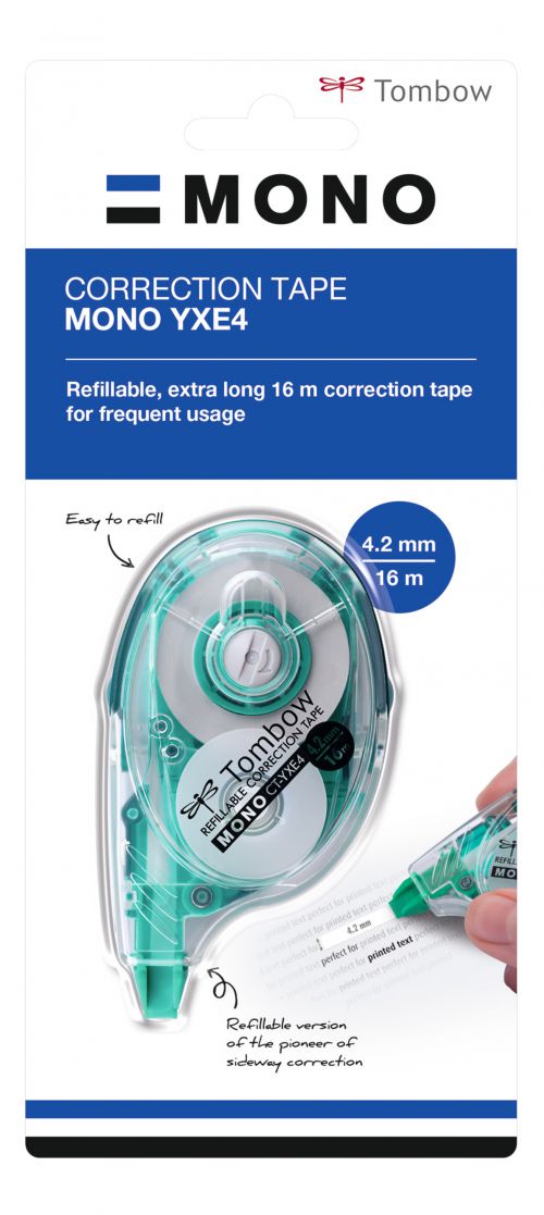 Tombow MONO YXE4 Refillable Correction Tape Roller 4.2mmx16m White - CT-YXE4 48574TW Buy online at Office 5Star or contact us Tel 01594 810081 for assistance