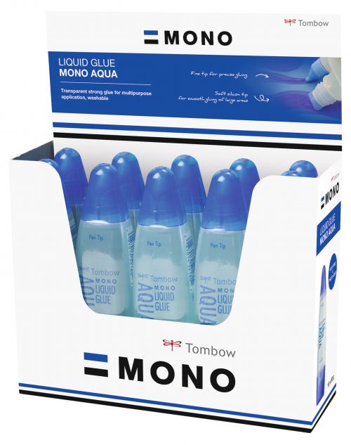 Tombow MONO Aqua Liquid Glue With Two Tips Transparent (Pack 10)